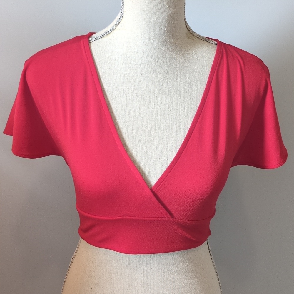 H&M Divided Red Open-Back Tie Crop Top XS